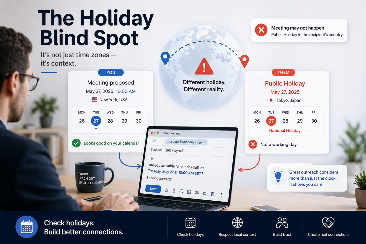 Holiday blind spot in global outreach scheduling