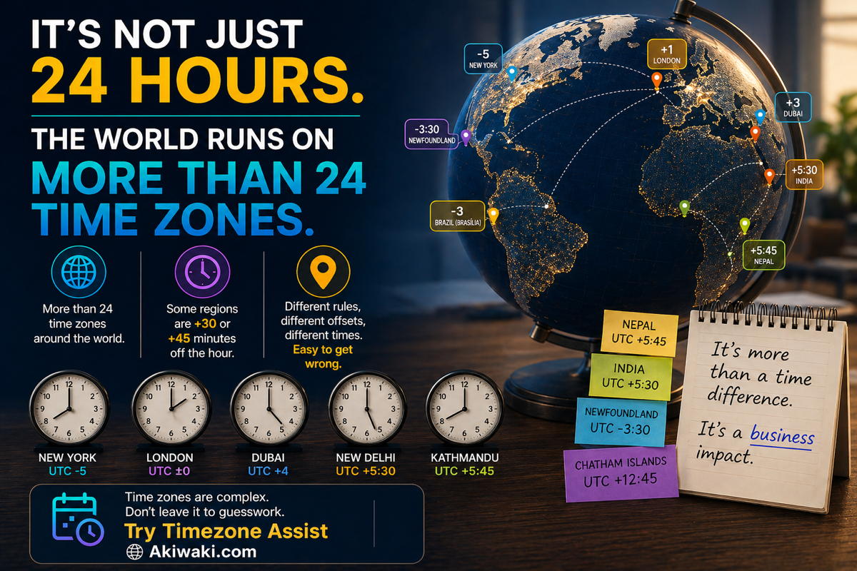 World timezone offsets beyond simple 24 hour math
